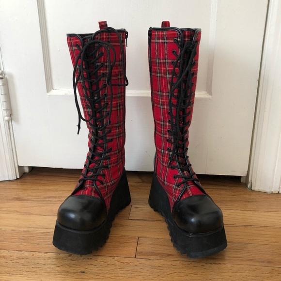 demonia plaid boots